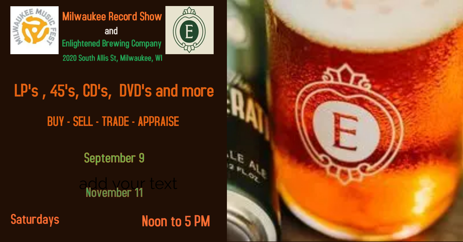 Milwaukee Record Show at Enlightened Brewing Company