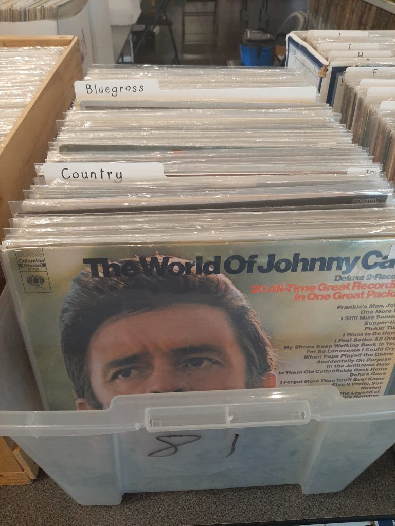 of various albums. Examples of what is available at the show.